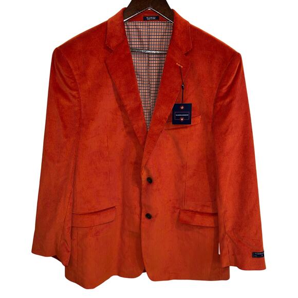 Saddlebred Orange 100% Cotton Corduroy Two Button Sport Coat NEW Size 44L - Picture 1 of 11